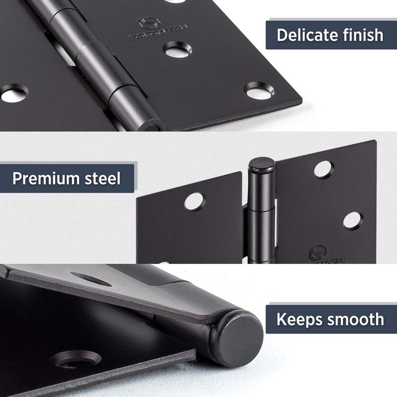 SORGMACH Door Hinges Oil Rubbed Bronze Hardware Hinges 4 Inch Square Black Interior Hinges for Doors 12 Pack - Image 4